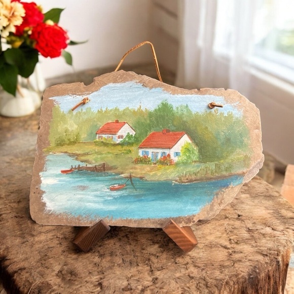 Cottage by the Sea painting on stone by Frances Mary Avery - Picture 2 of 9